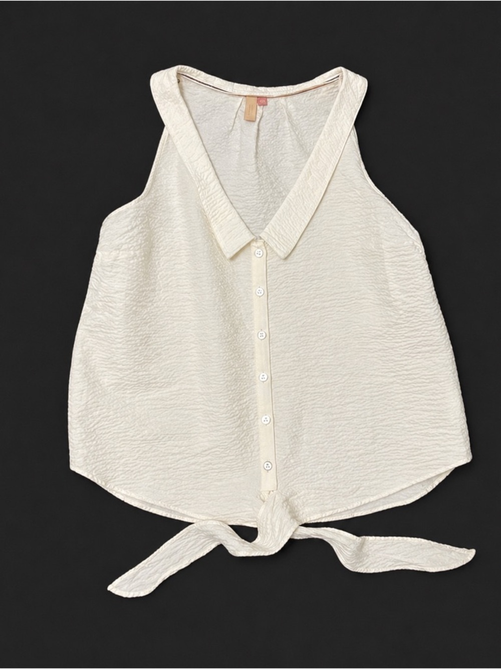 PILCRO TIE-FRONT, BUTTON DOWN FRONT, CREAM BLOUSE. LARGE